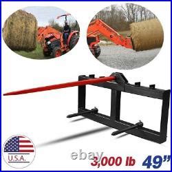 49 skid steer hay spear quick tach attachment|skid steer bale spear frame.